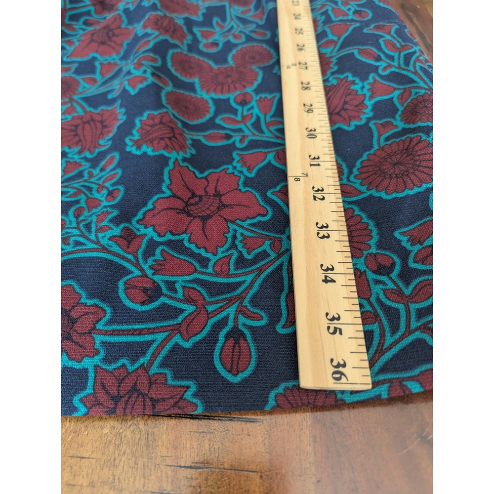 J.Crew Sheath Dress Blue Teal Burgundy Floral Print Short Sleeve Sz 0 Mod Retro‎ - Picture 6 of 11